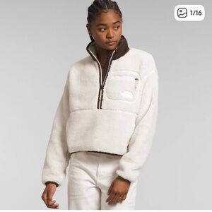 North Face Women's Extreme Pile Pullover-gardenia white/brwn trim NWT Medium